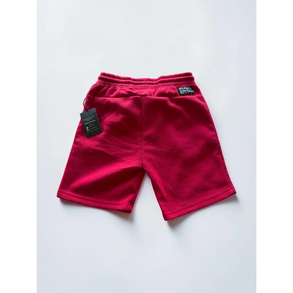 BKLYN Athletics Men Red Jogger Shorts Fleece Zipper Pockets BMR2623 Size S NWT